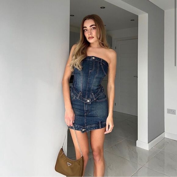 Zara Corset Style Denim Top New - Picture 2 of 6